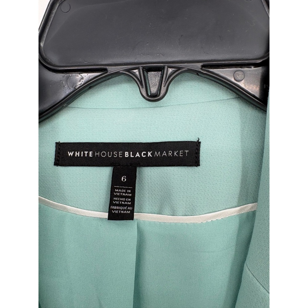 White House Black Market Blazer Womens 6 Green Double Breasted Crest Button Coat - Picture 3 of 10